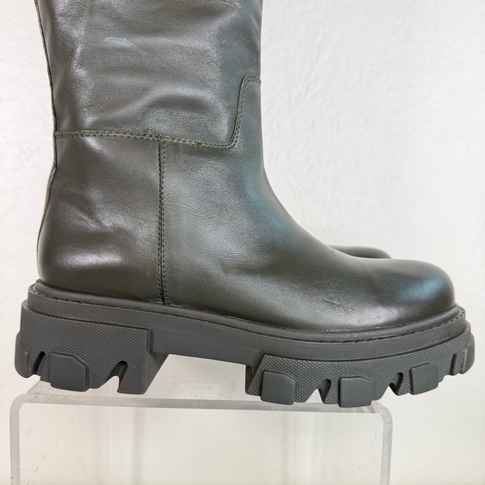 Aqua Private Label Kiki Tall Leather Lug Soles Platform Boots 10 (Fits like 11) - Picture 3 of 16